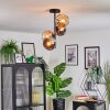 Koyoto Plafondlamp, Kogellampje 31 cm Amber, Chroom, Rookkleurig, 4-lichts