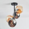 Koyoto Plafondlamp, Kogellampje 31 cm Amber, Chroom, Rookkleurig, 4-lichts