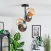 Koyoto Plafondlamp, Kogellampje 31 cm Amber, Chroom, Rookkleurig, 4-lichts