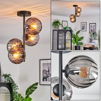 Koyoto Plafondlamp, Kogellampje 31 cm Rookkleurig, 4-lichts