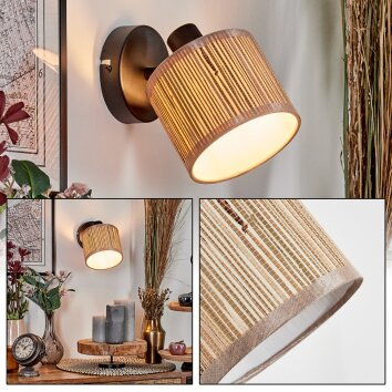 Bongal Wandlamp, Muurspot Zwart, 1-licht