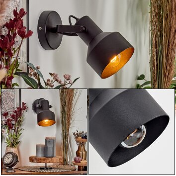 Tylar Wandlamp, Muurspot Zwart, 1-licht