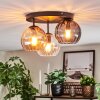 Koyoto Plafondlamp, Kogellampje 30 cm Amber, Duidelijk, Rookkleurig, 3-lichts