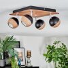 Haldor Plafondlamp, Plafondspot Chroom, houtlook, Zwart, 4-lichts