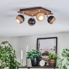 Haldor Plafondlamp, Plafondspot Chroom, houtlook, Zwart, 4-lichts