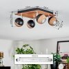 Haldor Plafondlamp, Plafondspot Chroom, houtlook, Zwart, 4-lichts