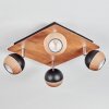 Haldor Plafondlamp, Plafondspot Chroom, houtlook, Zwart, 4-lichts