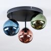 Chehalis Plafondlamp, Kogellampje 30 cm Blauw, Groen, Koperkleurig, 3-lichts