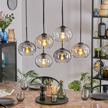 Apedo Hanglamp, Kogellampje, Hanglamp Amber, Duidelijk, Rookkleurig, 6-lichts