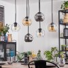 Ripoll Hanglamp, Kogellampje, Hanglamp Amber, Duidelijk, Rookkleurig, 6-lichts