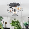 Gastor Plafondlamp, Kogellampje Amber, Duidelijk, Rookkleurig, 3-lichts