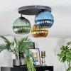 Koyoto Plafondlamp, Kogellampje Blauw, Goud, Groen, 3-lichts