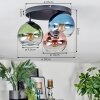 Koyoto Plafondlamp, Kogellampje 30 cm Blauw, Groen, Duidelijk, Koperkleurig, 3-lichts