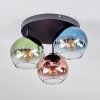 Koyoto Plafondlamp, Kogellampje 30 cm Blauw, Groen, Duidelijk, Koperkleurig, 3-lichts