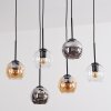 Koyoto Hanglamp, Kogellampje, Hanglamp Amber, Chroom, Duidelijk, Rookkleurig, 6-lichts