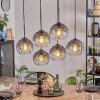 Koyoto Hanglamp, Kogellampje, Hanglamp Duidelijk, Rookkleurig, 6-lichts