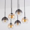 Koyoto Hanglamp, Kogellampje, Hanglamp Amber, Duidelijk, Rookkleurig, 6-lichts