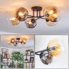 Koyoto Plafondlamp, Kogellampje Amber, Duidelijk, Rookkleurig, 6-lichts