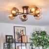 Koyoto Plafondlamp, Kogellampje Amber, Duidelijk, Rookkleurig, 6-lichts