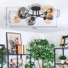 Koyoto Plafondlamp, Kogellampje Amber, Duidelijk, Rookkleurig, 6-lichts