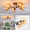 Koyoto Plafondlamp, Kogellampje Amber, Duidelijk, 6-lichts