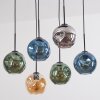 Ripoll Hanglamp, Kogellampje, Hanglamp Amber, Blauw, Chroom, Groen, Rookkleurig, 6-lichts