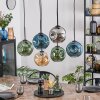 Ripoll Hanglamp, Kogellampje, Hanglamp Amber, Blauw, Chroom, Groen, Rookkleurig, 6-lichts