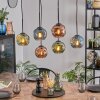 Ripoll Hanglamp, Kogellampje, Hanglamp Blauw, Groen, Koperkleurig, 6-lichts