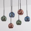 Ripoll Hanglamp, Kogellampje, Hanglamp Blauw, Groen, Koperkleurig, 6-lichts