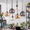 Koyoto Hanglamp, Kogellampje, Hanglamp Amber, Duidelijk, Rookkleurig, 6-lichts