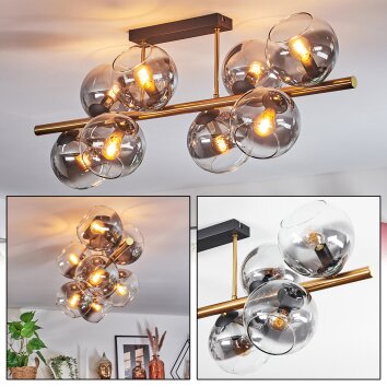 Koyoto Plafondlamp, Kogellampje Goud, Zwart, 8-lichts