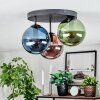 Gastor Plafondlamp, Kogellampje Blauw, Groen, Koperkleurig, 3-lichts