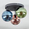 Gastor Plafondlamp, Kogellampje Blauw, Groen, Koperkleurig, 3-lichts