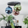 Gastor Plafondlamp, Kogellampje Blauw, Groen, Koperkleurig, 3-lichts