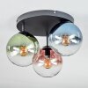 Gastor Plafondlamp, Kogellampje Blauw, Groen, Duidelijk, Koperkleurig, 3-lichts