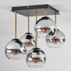 Koyoto Plafondlamp, Kogellampje Goud, Zwart, 5-lichts