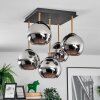 Koyoto Plafondlamp, Kogellampje Goud, Zwart, 5-lichts
