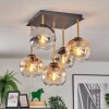 Koyoto Plafondlamp, Kogellampje Goud, Zwart, 5-lichts