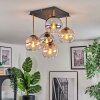 Koyoto Plafondlamp, Kogellampje Goud, Zwart, 5-lichts