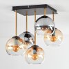 Koyoto Plafondlamp, Kogellampje Goud, Zwart, 5-lichts