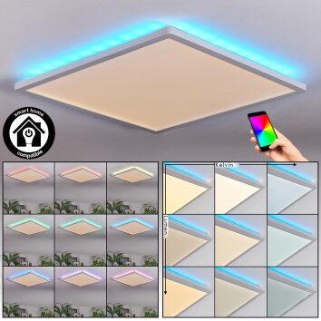 Zuren Plafondlamp, Paneel LED Wit, 1-licht, Kleurwisselaar