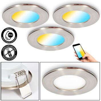 Ramek Plafondlamp, Inbouw armatuur LED Nikkel mat, 3-lichts