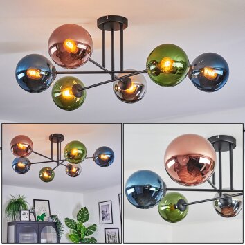Gastor Plafondlamp, Kogellampje 80 cm Blauw, Chroom, Groen, Koperkleurig, Rookkleurig, 6-lichts