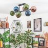 Gastor Plafondlamp, Kogellampje Blauw, Groen, Koperkleurig, 8-lichts