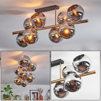 Koyoto Plafondlamp, Kogellampje Goud, Zwart, 8-lichts