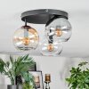 Koyoto Plafondlamp, Kogellampje Amber, Duidelijk, Rookkleurig, 3-lichts