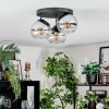Koyoto Plafondlamp, Kogellampje Chroom, Duidelijk, Rookkleurig, 3-lichts