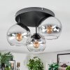 Koyoto Plafondlamp, Kogellampje Chroom, Duidelijk, Rookkleurig, 3-lichts