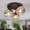 Koyoto Plafondlamp, Kogellampje Chroom, Duidelijk, Rookkleurig, 3-lichts