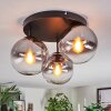Koyoto Plafondlamp, Kogellampje Duidelijk, Rookkleurig, 3-lichts